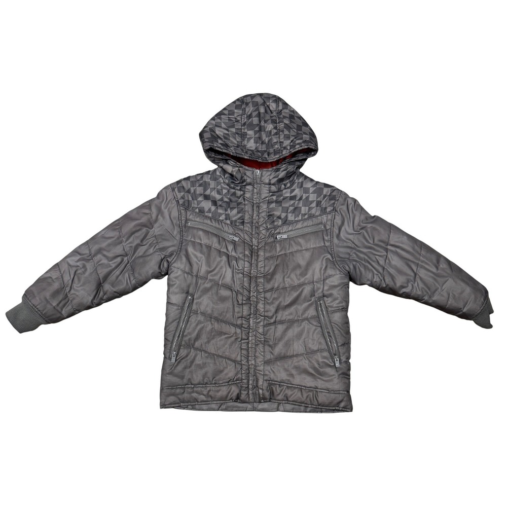 Size Small - DKNY Gray Orange Geometric Puffer Jacket